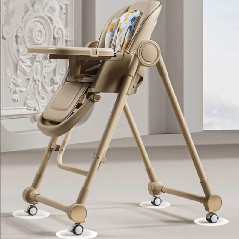 Baby Boy Girl Rocking Swing Dining High Chair Brown