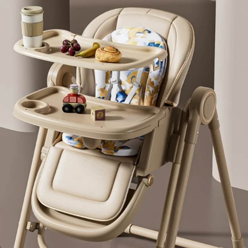 Baby Boy Girl Rocking Swing Dining High Chair Brown