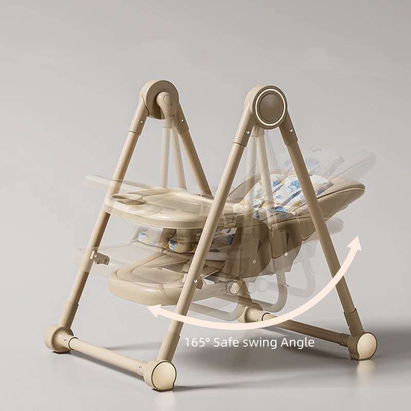 Baby Boy Girl Rocking Swing Dining High Chair Brown