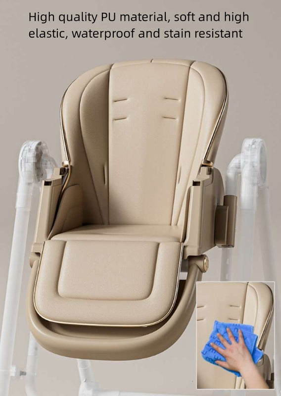 Baby Boy Girl Rocking Swing Dining High Chair Brown