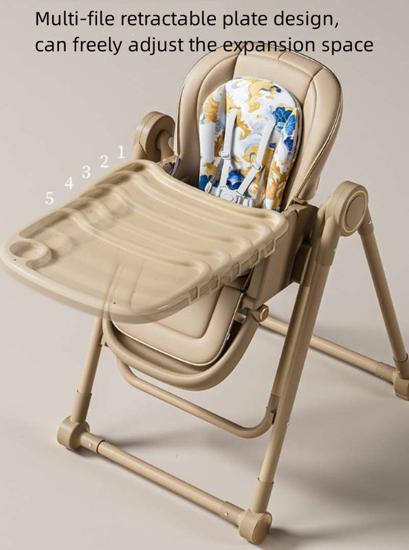 Baby Boy Girl Rocking Swing Dining High Chair Brown