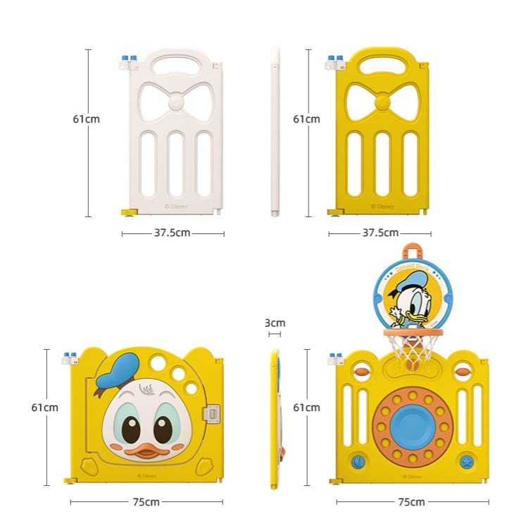 Kids Baby Foldable Playpen Fences With Basketball Hoop 14+2