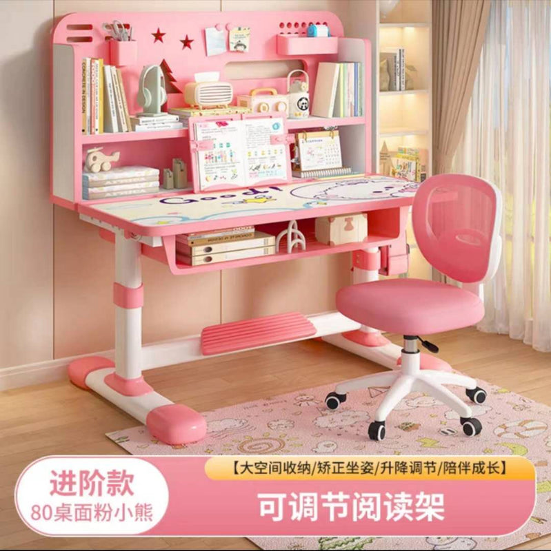Kids Children Study Table Chair 3-15 Years - Pink