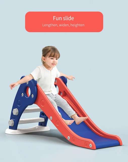 Kids Indoor Playpen Slide Swing Rocking Horse White Board Toy Rack Blue