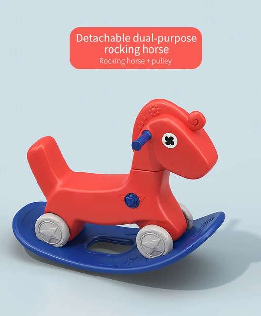 Kids Indoor Playpen Slide Swing Rocking Horse White Board Toy Rack Blue