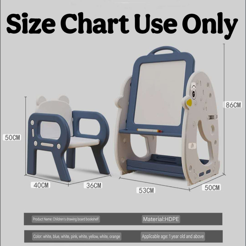 Multi Functions Kids Study Table Chair With Blocks Lego Book Self White Board Yellow