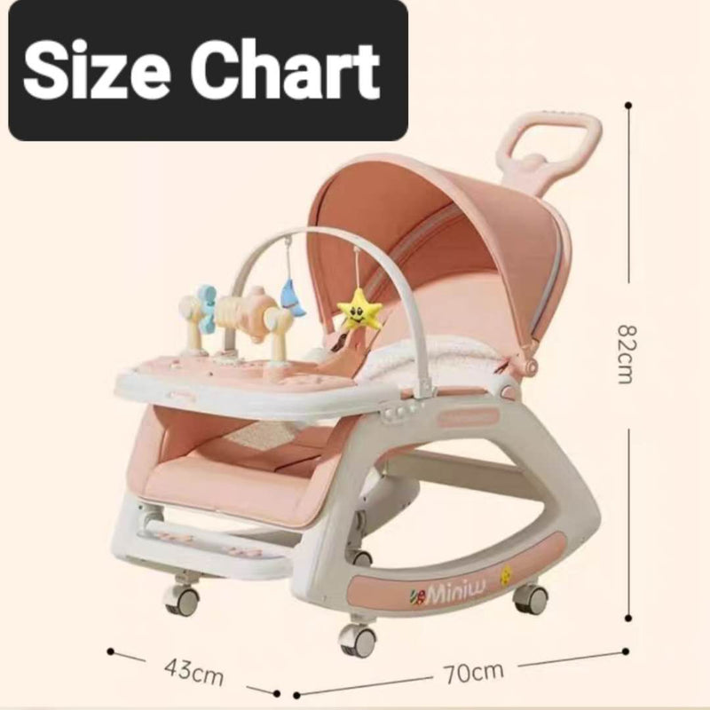 5 in 1 Baby Infant Toddler Dining Rocking Chair With Music Lights Wheels Brown