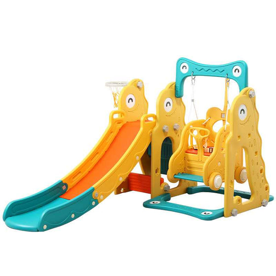 Baby Kids Boy Girl Slide & Swing With Basketball Hoop