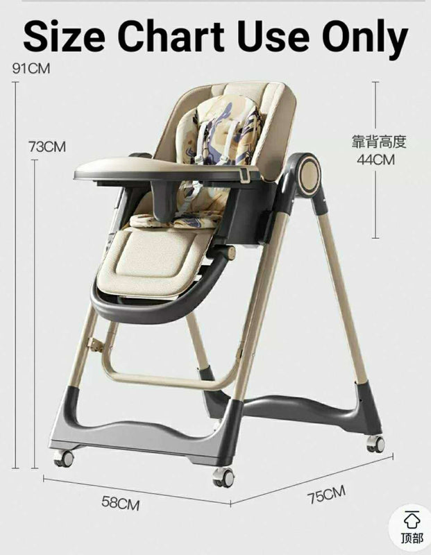 Baby Boy Girl Rocking Swing Dining High Chair Grey With Music