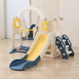 Baby Kids Boy Girl Slide & Swing With Music & Basketball Hoop Blue And White