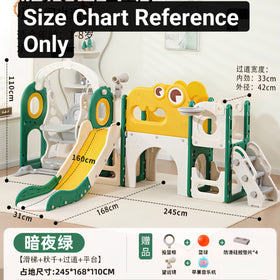 Baby Kids Boy Girl Luxury Slide & Swing With Basketball Hoop Green Yellow White