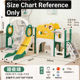 Baby Kids Boy Girl Luxury Slide & Swing With Basketball Hoop Green Yellow White