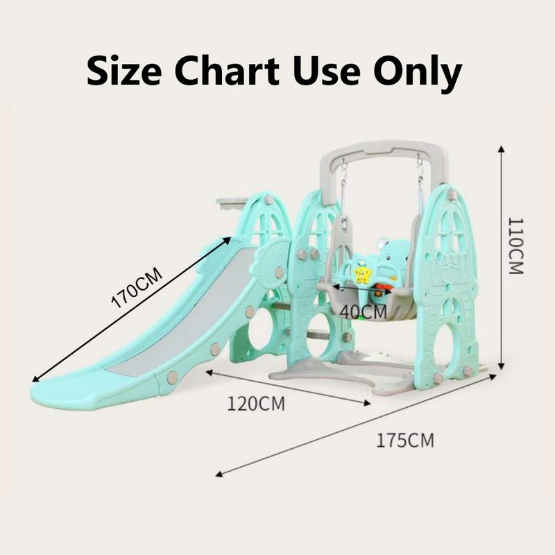 Baby Kids Boy Girl Slide & Swing With Basketball Hoop & Music Green