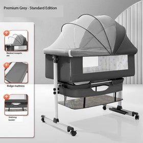 Baby Multi functional Cot Crib Portable Foldable Grey