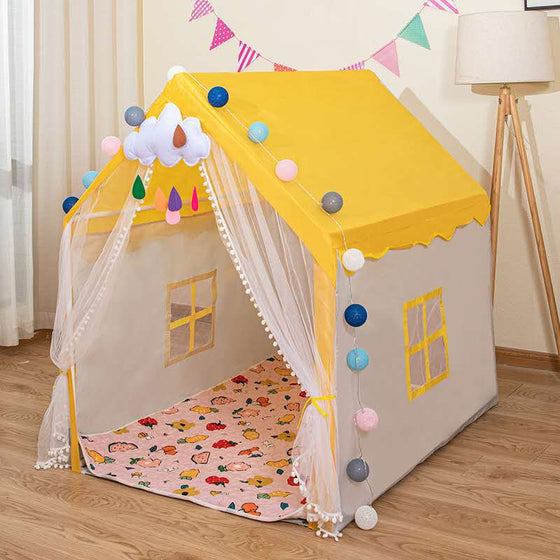 Kids Tent Playhouse Indoor Prince Princess Castle Yellow