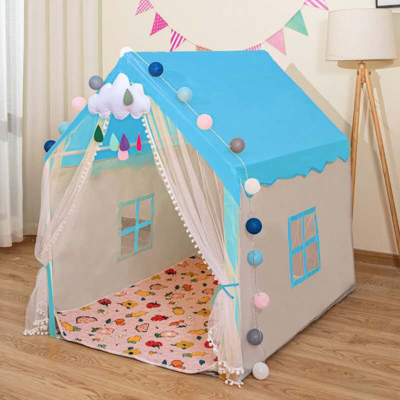 Kids Tent Playhouse Indoor Prince Princess Castle Blue