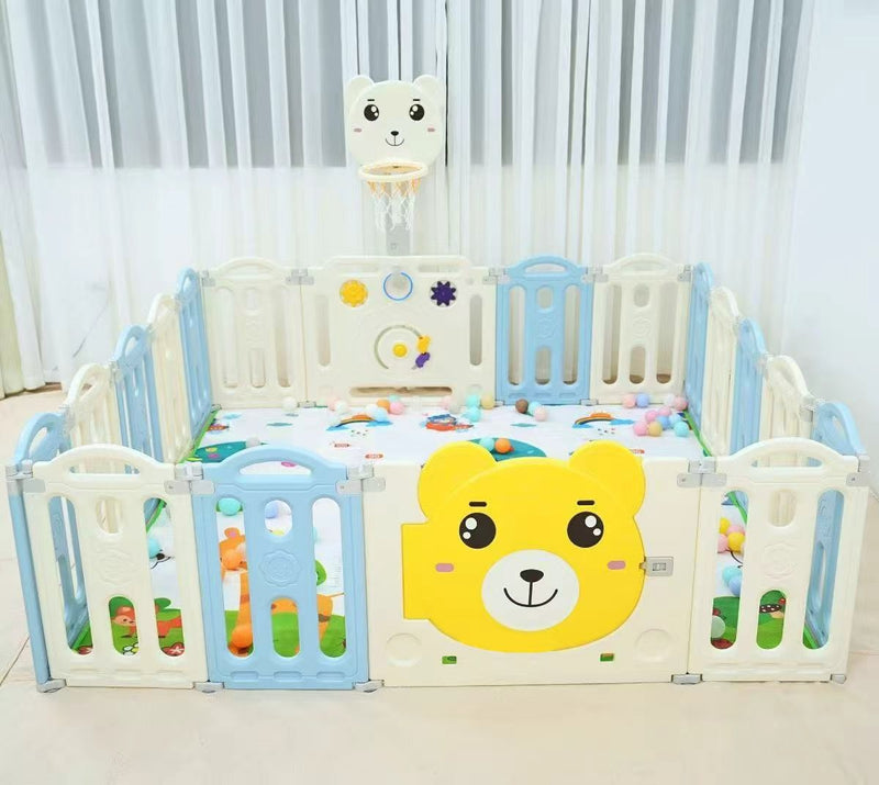 Infant Toddler Kids Baby Foldable Playpen Fences 16+2