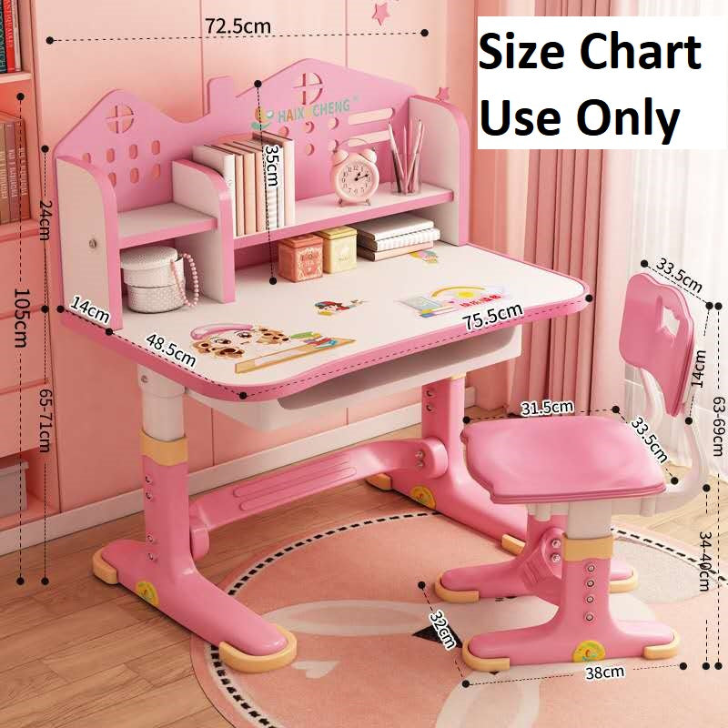 Kids Children Study Table Chair 3-10 Years - 604 Pink