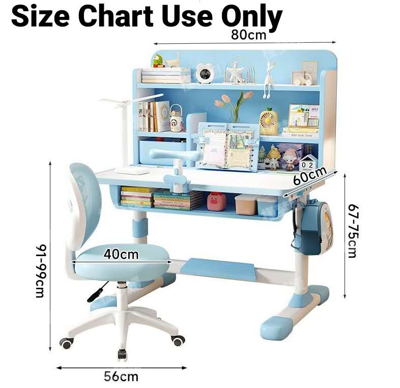 Kids Children Study Table Chair 3-15 Years - Blue