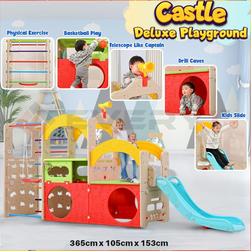 Kids Indoor Playing Castle Slide Swing Cave Hanging