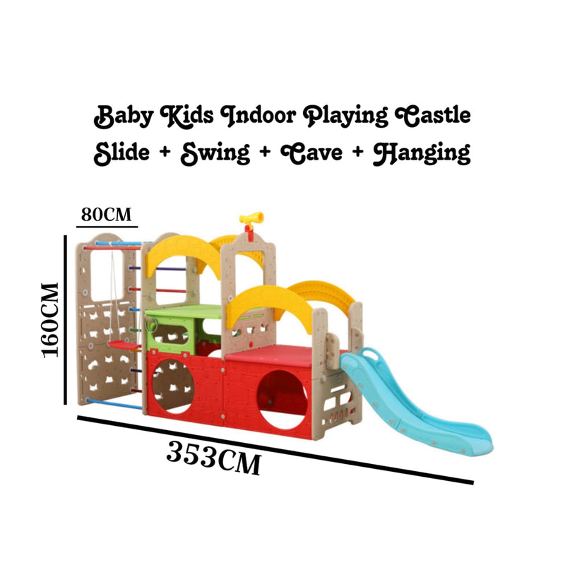 Kids Indoor Playing Castle Slide Swing Cave Hanging