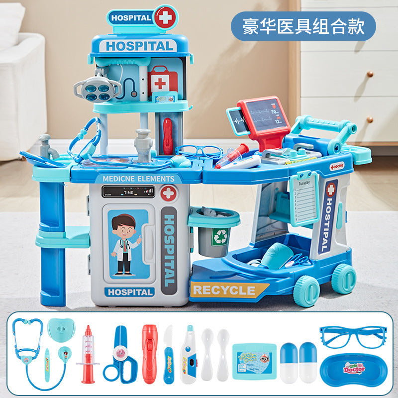 Doctor Set Medical Trolley Tools Hospital Boy Girl Kids Blue