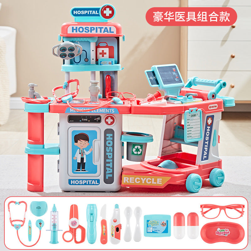 Doctor Set Medical Trolley Tools Hospital Boy Girl Kids Pink