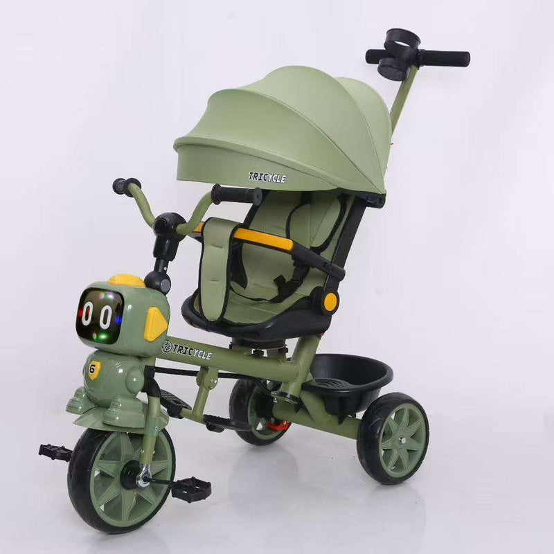 Kids Stroller Tricycle Music + Lights 6 Months - 5 Years - 612 Green