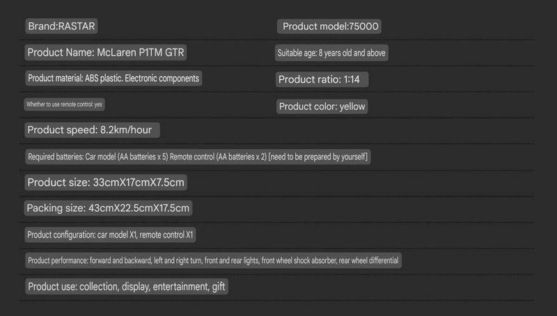 McLaren P1 GTR Official Licensed Remote Control Car