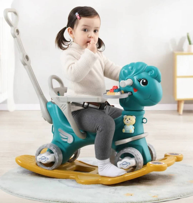 Multi Function Kids Toddler Rocking Horse With Lego Music Lights Green