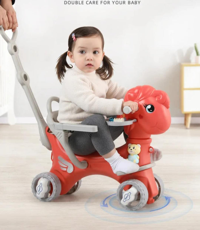 Multi Function Kids Toddler Rocking Horse With Lego Music Lights Red