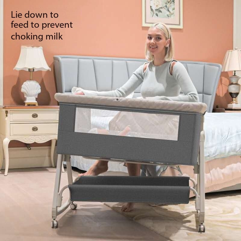 Newborn Baby Multifunction Cot Crib Cradle Portable And Foldable Grey