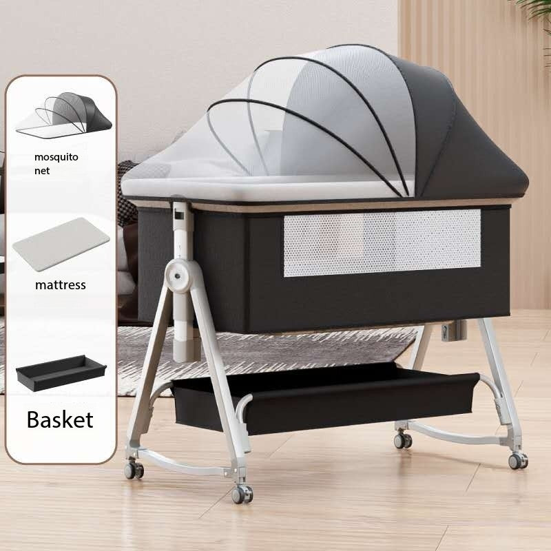 Newborn Baby Multifunction Cot Crib Cradle Portable And Foldable Grey