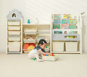 Toy Rack Storage Cabinet Multi-layer Combination Bookshelf 2-in-1 Plastic Storage Organizer