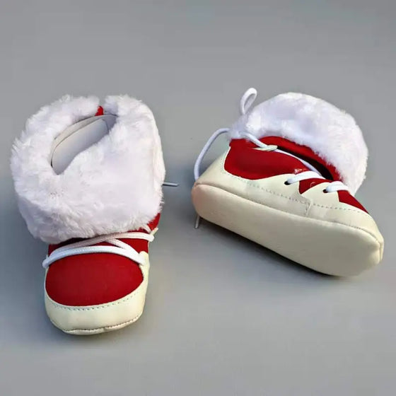 Imported Baby Girl Shoes Red White Fur