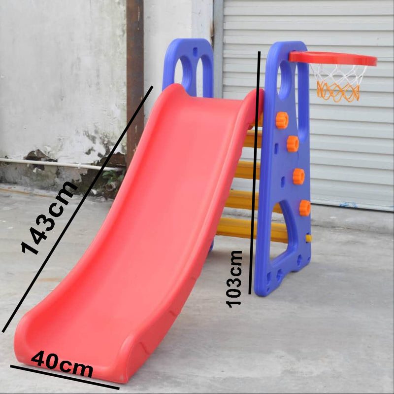 Baby Kids Boy Girl Slide With Basketball Hoop Red and Blue