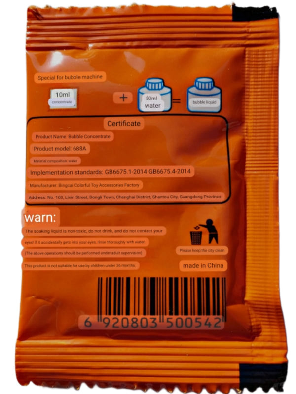 Bubble Gun Liquid Sachet  10 Packs