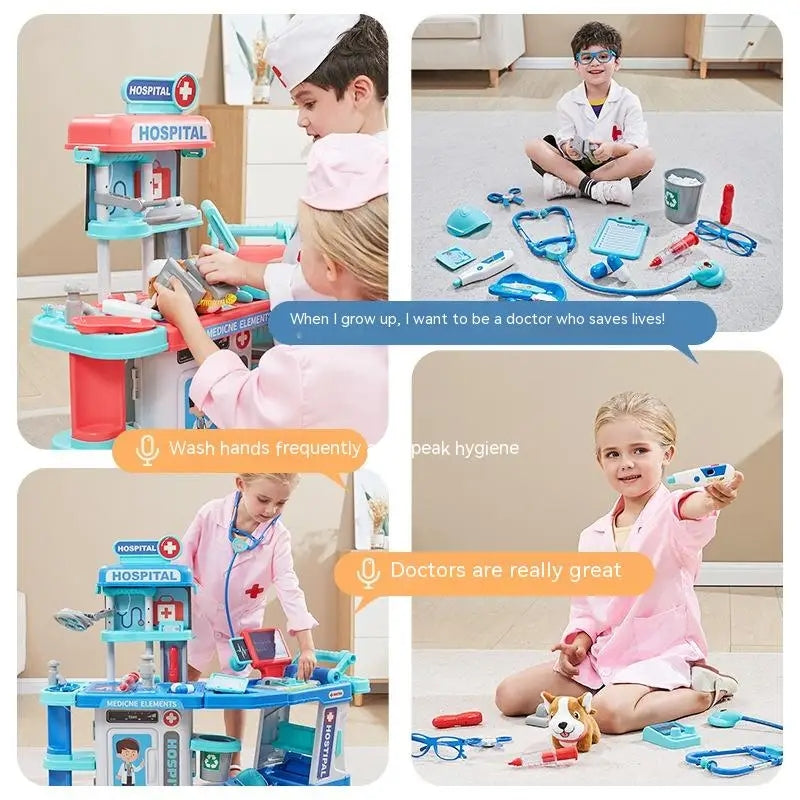 Doctor Set Medical Trolley Tools Hospital Boy Girl Kids Pink