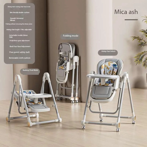 Baby Boy Girl Rocking Swing Dining High Chair Grey