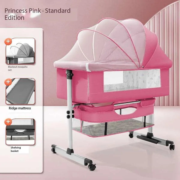 Baby Multi functional Cot Crib Portable Foldable Pink