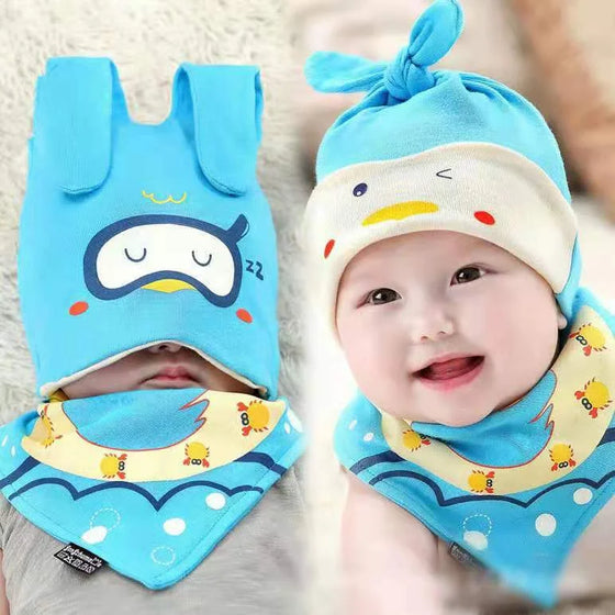 Imported Cap and Bib Set Blue Sea