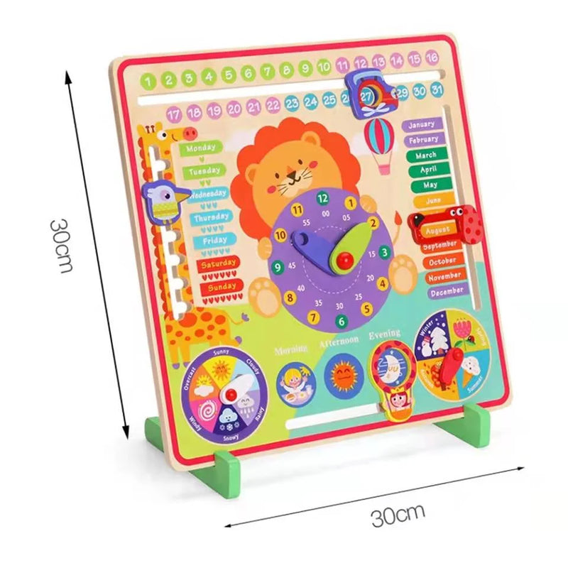 Baby Boy Girl Kids Wooden Board Game Weather Season Time Educational Toy Wooden