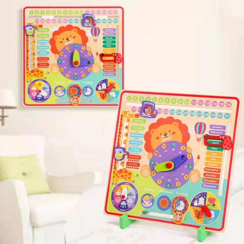 Baby Boy Girl Kids Wooden Board Game Weather Season Time Educational Toy Wooden