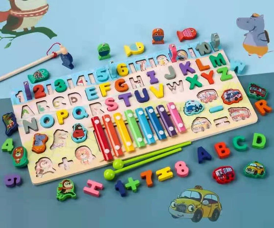 Wooden Numeric Alphabet Animal Traffic Piano Educational Toys