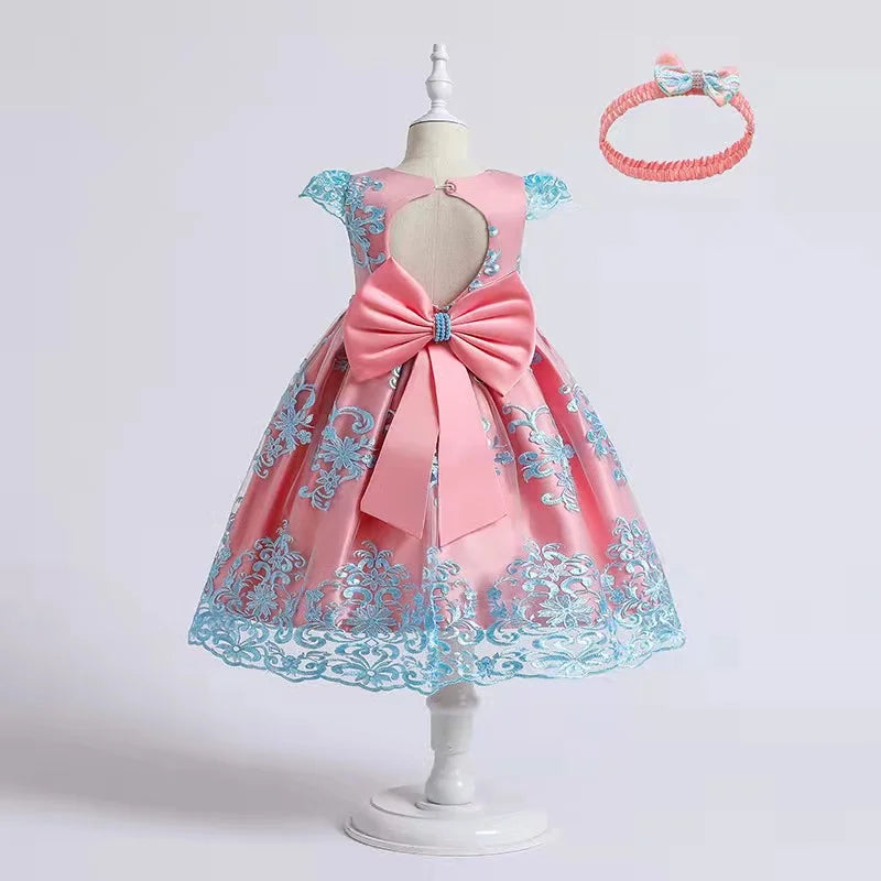 Pink Sky Blue Frock With Band