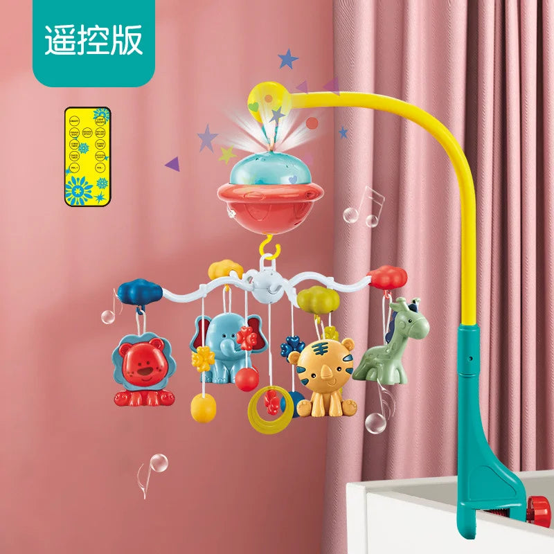 Baby Newborn Crib Bed Bell Toddler Rattles Carousel For Cots Kids Musical Toy With Remote