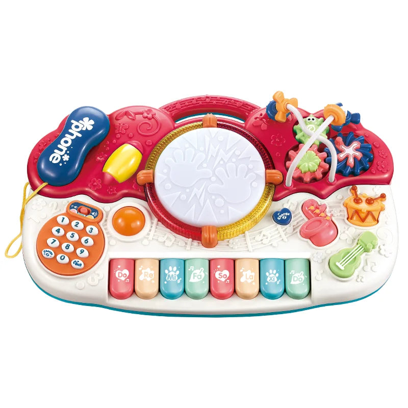 Musical Piano Drum Telephone Set Red