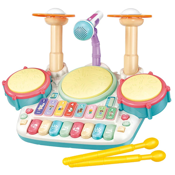 Musical Piano Drum Micro Phone Set White