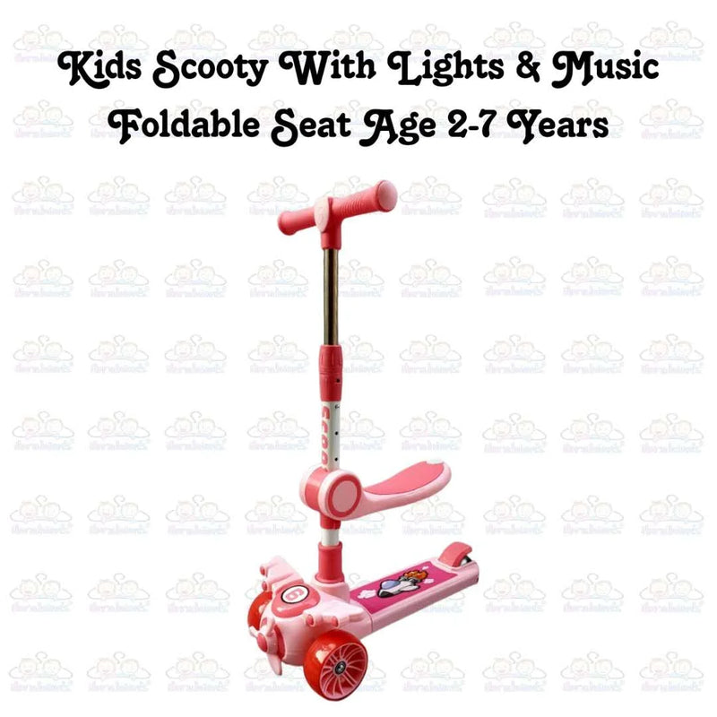 Kids Boy Girl Foldable Scooter Scooty With Wheels Lights and Music 2-7 Years