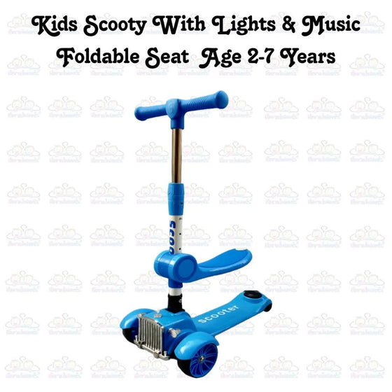 Kids Boy Girl Foldable Scooter Scooty With Wheels Lights and Music 2-7 Years